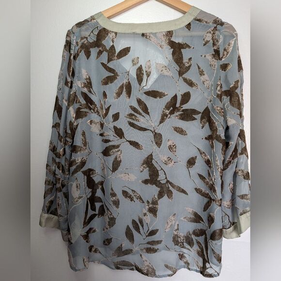 Nile (Swiss Brand) Silk Floral Burnout Velvet Grey Blue Size M - Picture 14 of 14